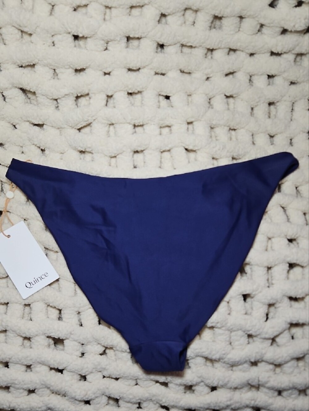 Quince Italian Low-Rise Bikini Swimsuit Bottom New Medium Navy Blue - Picture 4 of 6